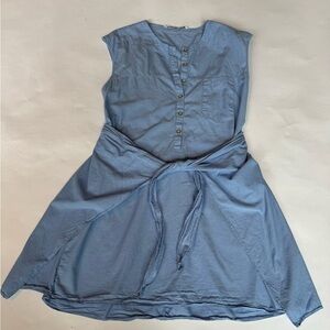Zara Blue Sleeveless Dress Tie Apron Lightweight Crossover Size Small